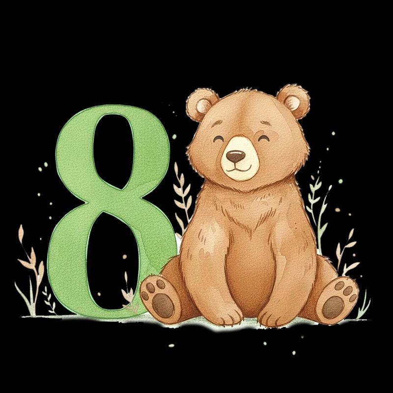 Ours aquarelle avec le numéro 8