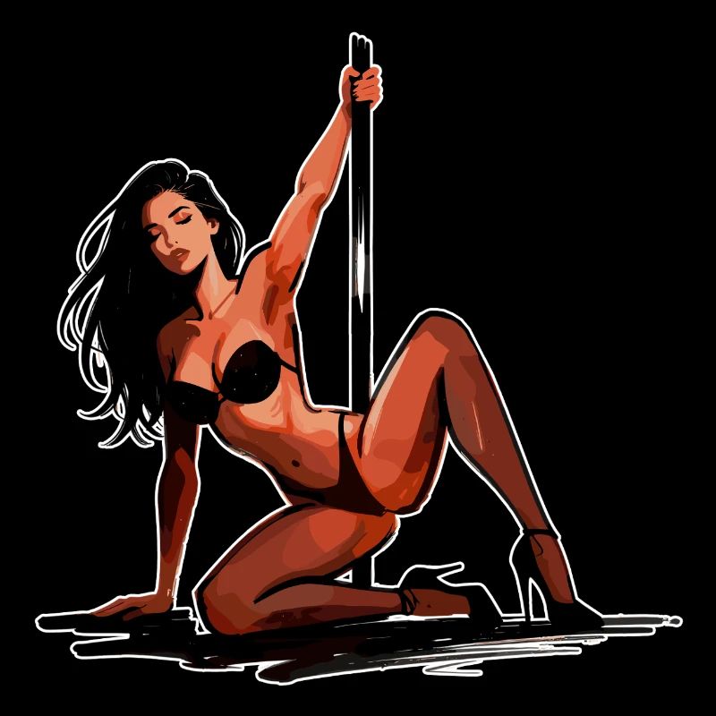 Sexy Pole Dance Art: Graceful Pin-Up Elegance