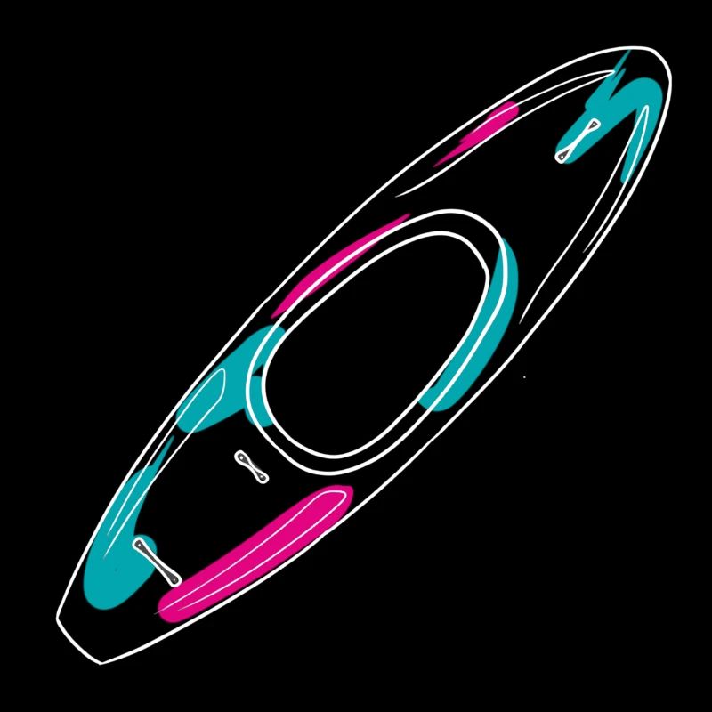 Contours d’un kayak d’eau vive de style néon