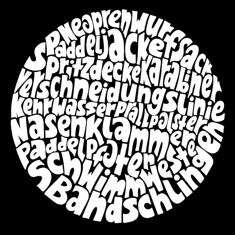 Cercle de mots typo-cosmos avec mots en eaux vives