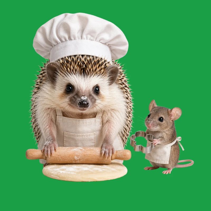 Hedgehog baker with mouse helper