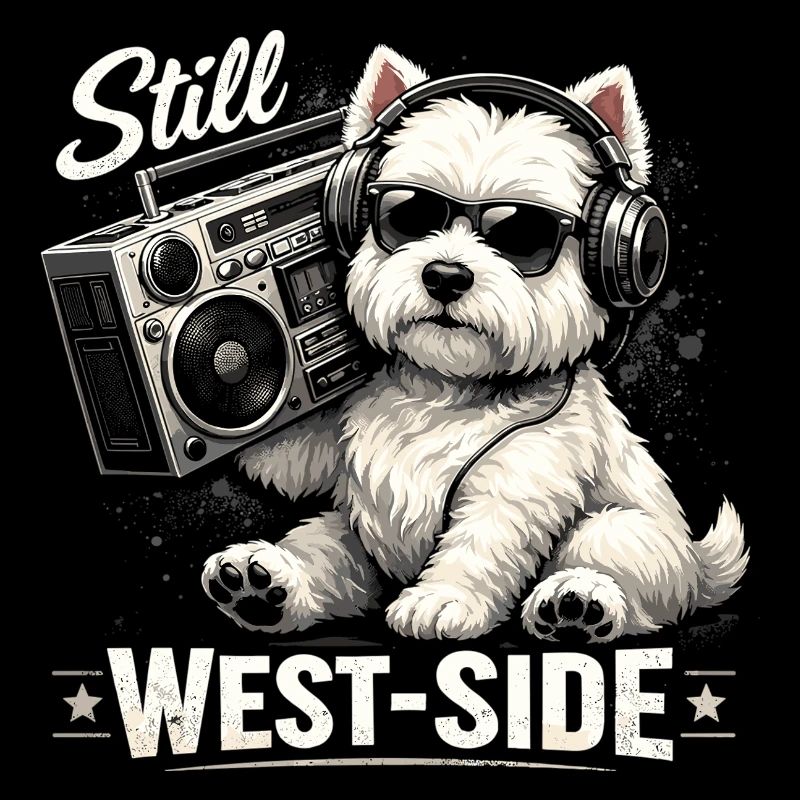 Cooler Westie mit Boombox: Still West-Side