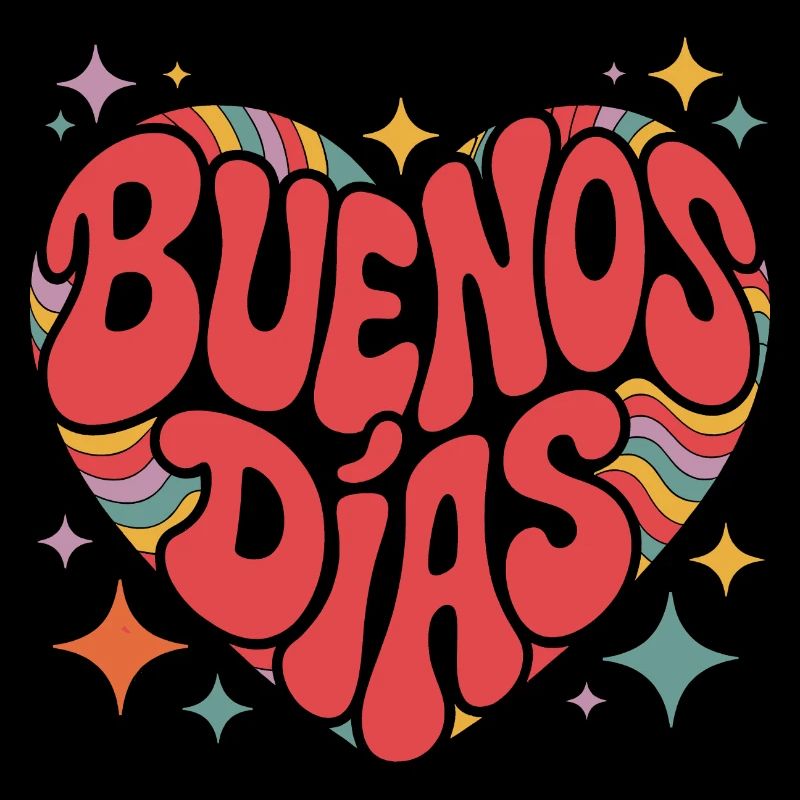 Groovy Buenos Dias Retro Heart