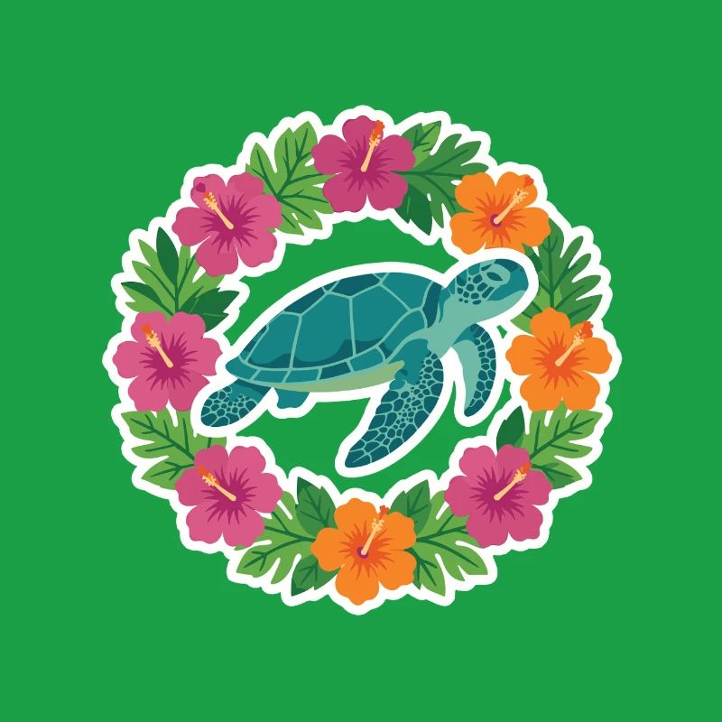 Turtle in Hibiscus Circle