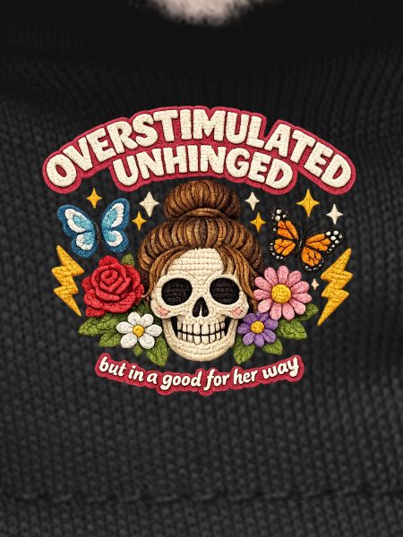Overstimulated Unhinged Skull Patch Gift