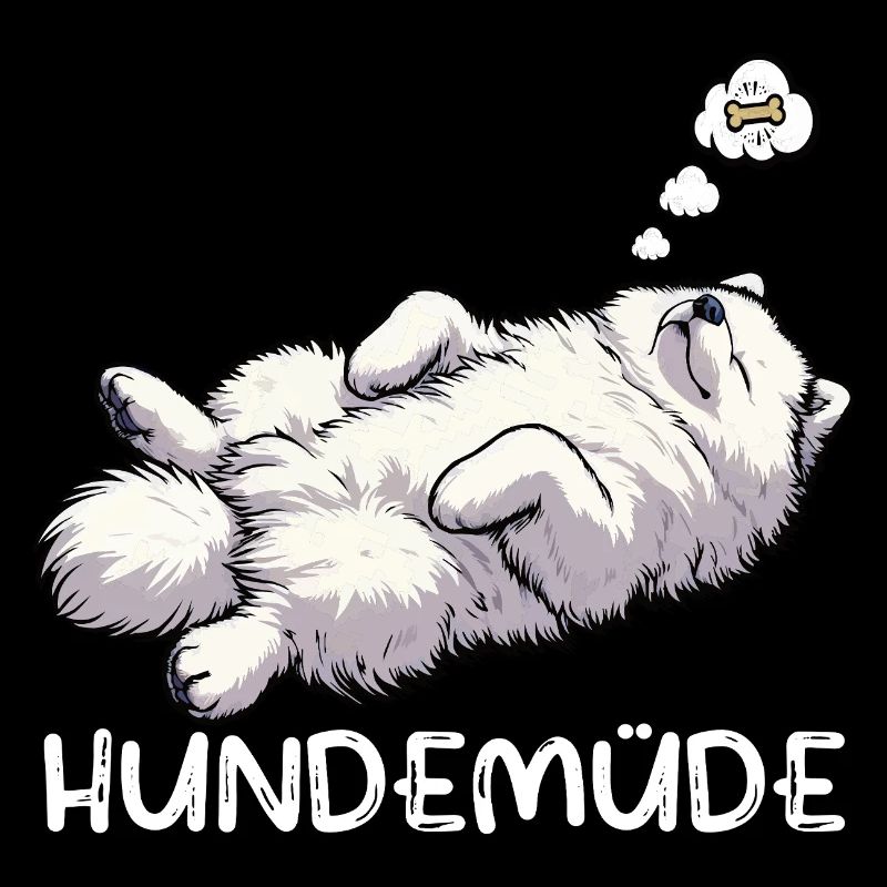 Hundemüde Samojede Samojedenbesitzer Samojedenhund
