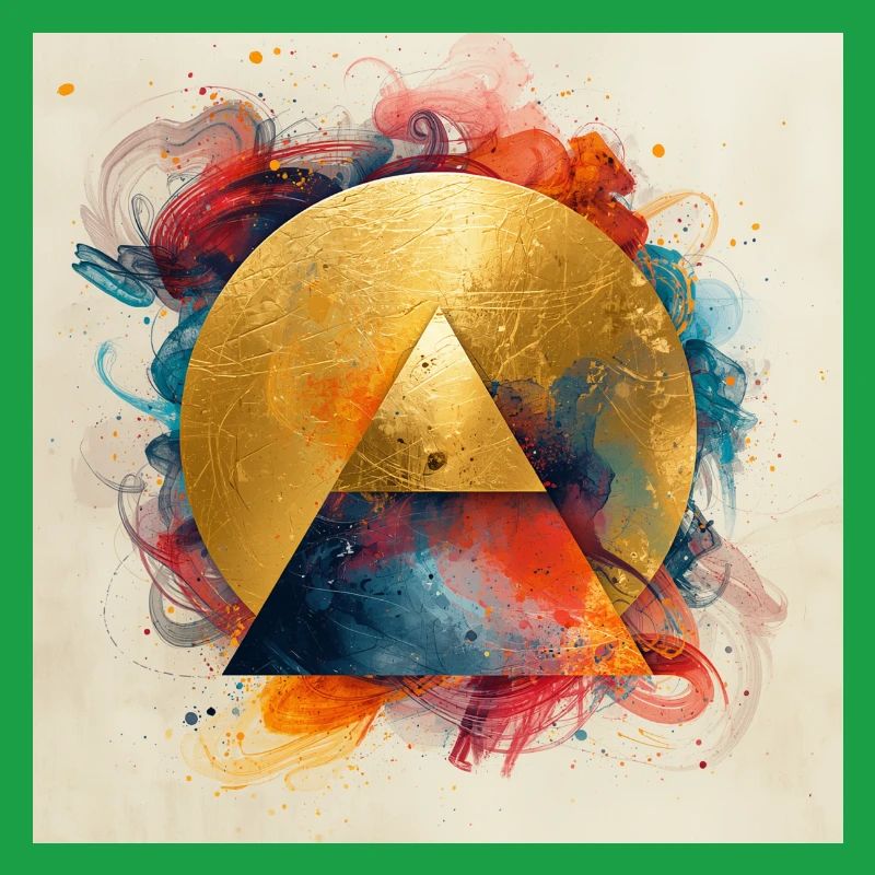 Triangle doré dans une aura colorée