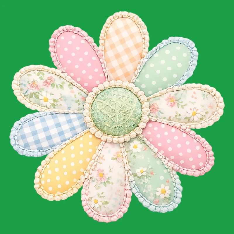 Bunte Blume Patchwork Vintage Cottagecore Design