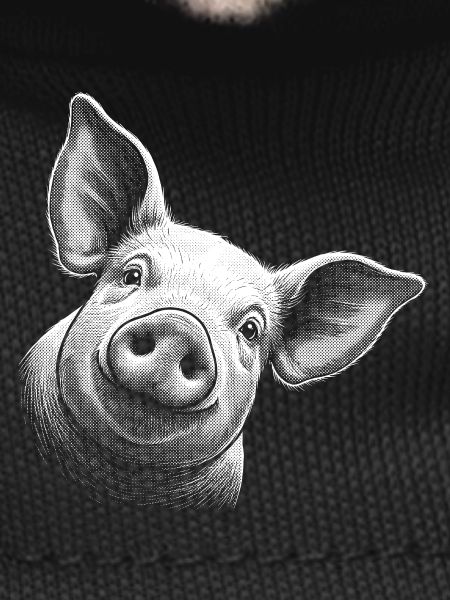 Funny peeking pig