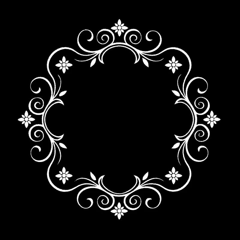 Ornament Ring Flower Frame White - Desired Text