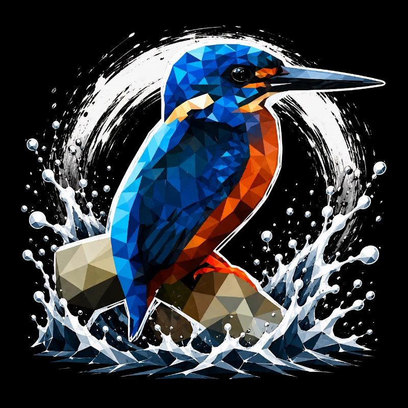 Low Poly Kingfisher Bird Design