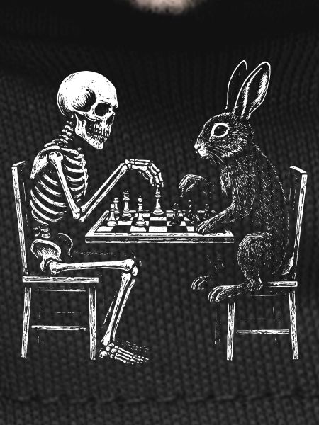 Skeleton and Rabbit playing Chess 