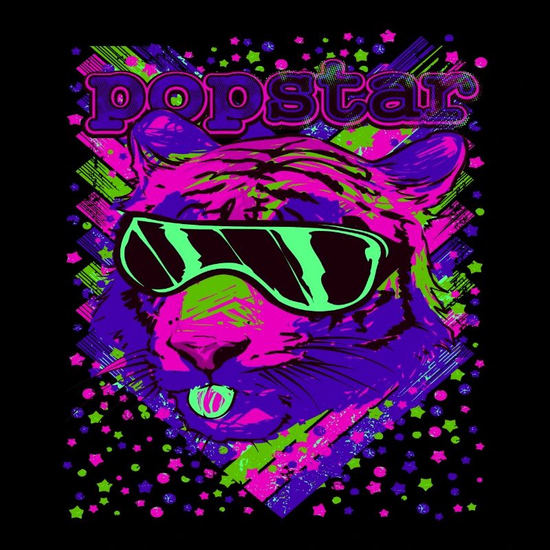 Pop Star Neon Cats Illustration
