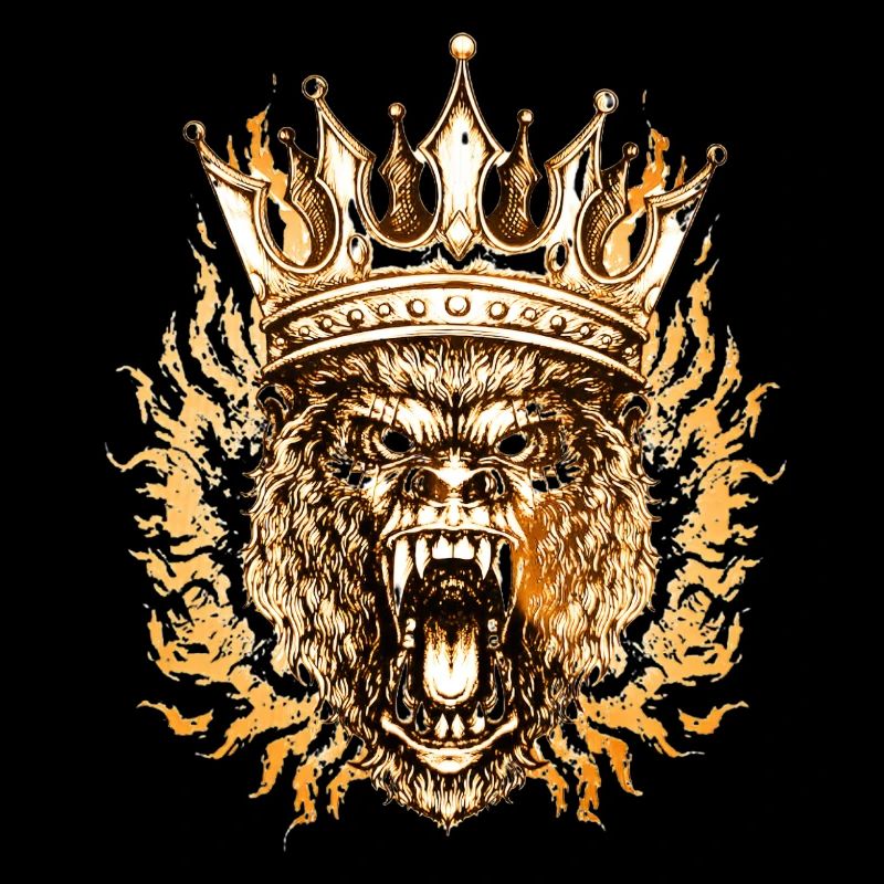 Crowned Lion in Flame