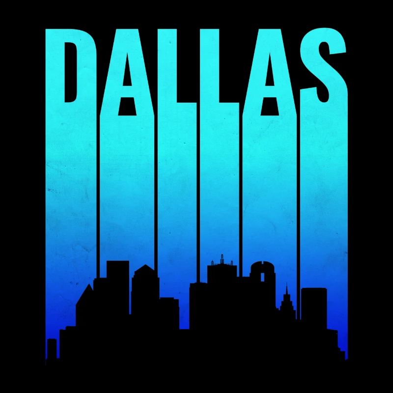 Dallas Skyline Gradient Typography