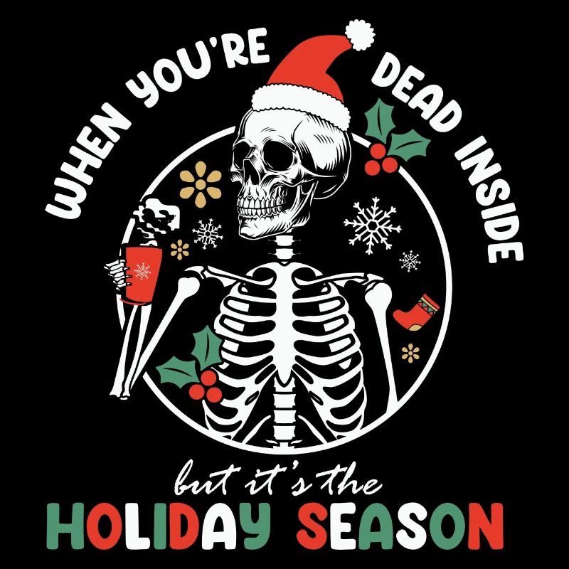 Squelette de Noël avec chapeau de vacances