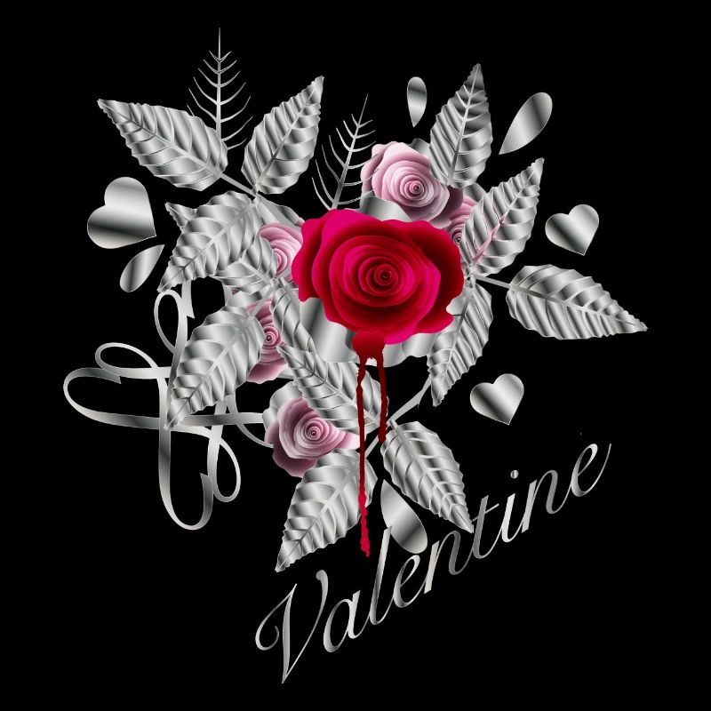 silver Valentine's Day composition with roses