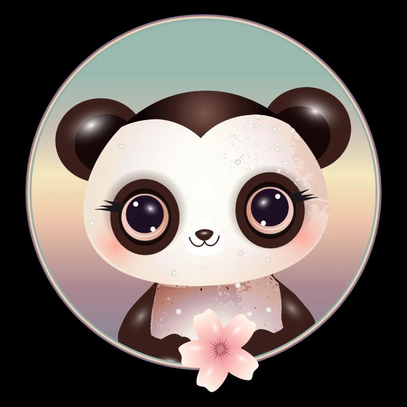 niedlicher Panda Bär mit einer Kirschblüte