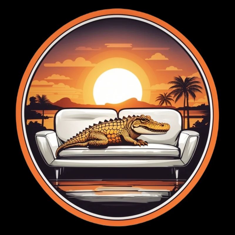 Alligator on sofa