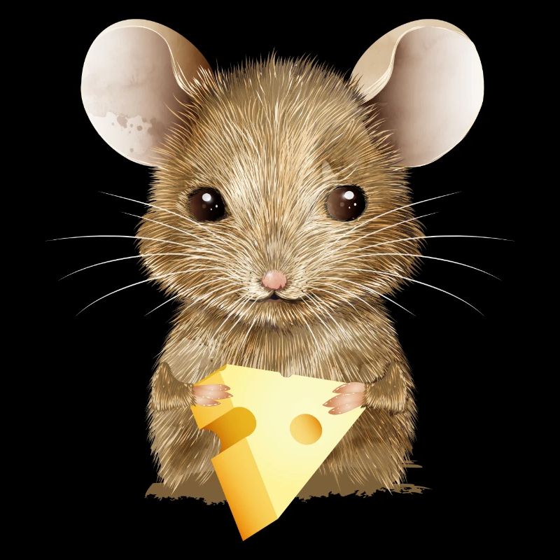 cute mouse enjoys a small piece of cheese