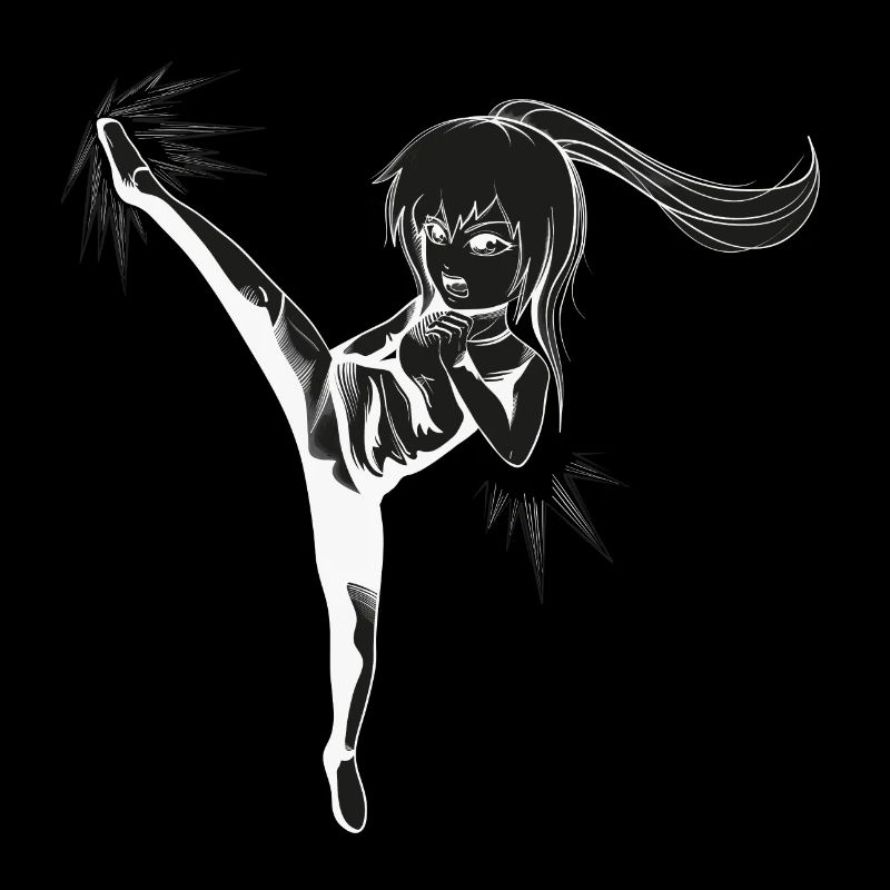 Chibi Girl avec coup de pied - blanc