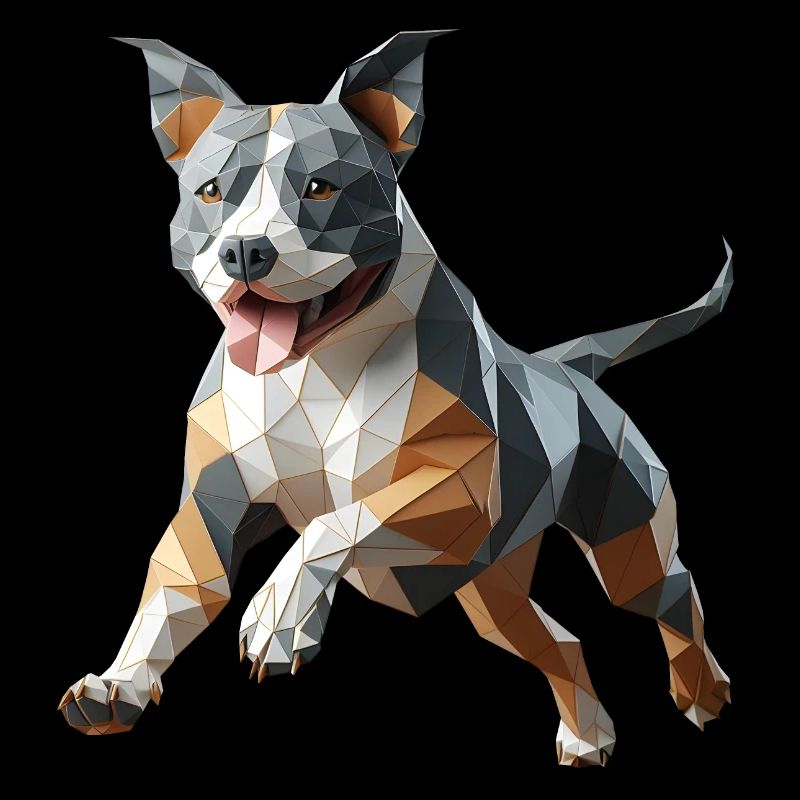Staffy origami 3d geometric dog