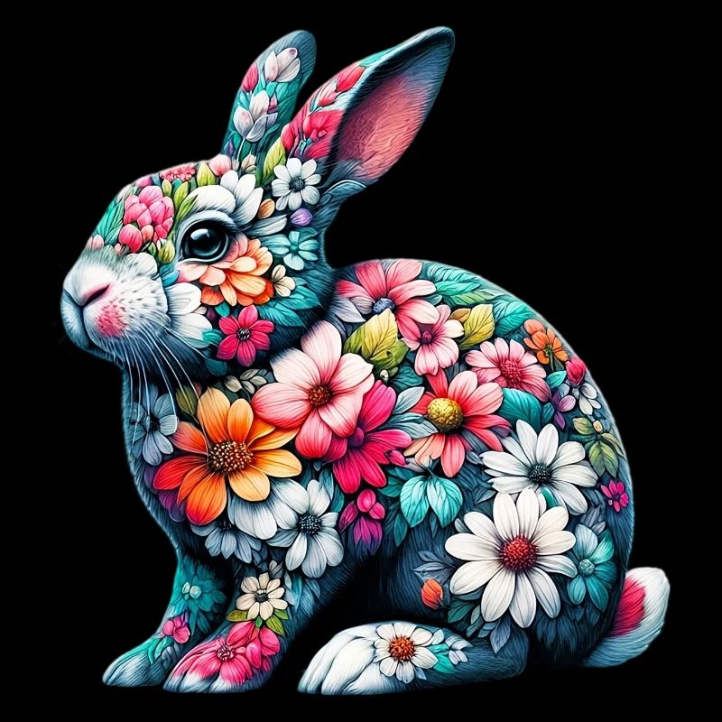 Lapin décoré de fleurs