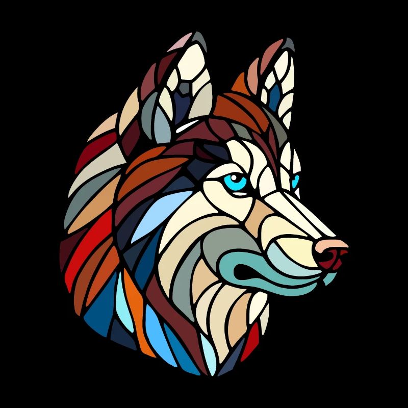 Husky dog head polygonal geometric art