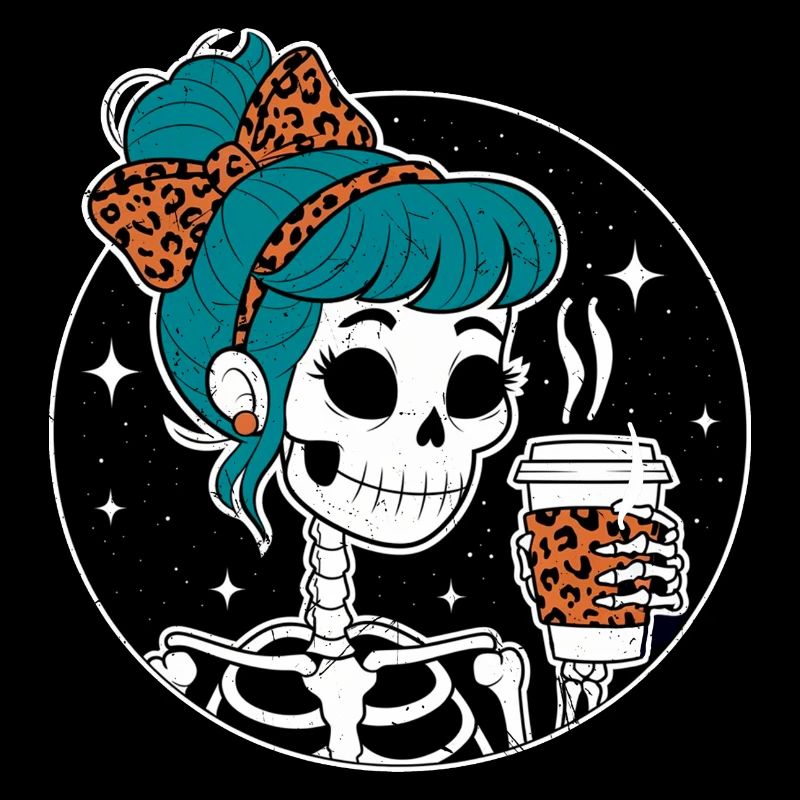 Funny Mexican Skeleton with Latte Coffee Halloween