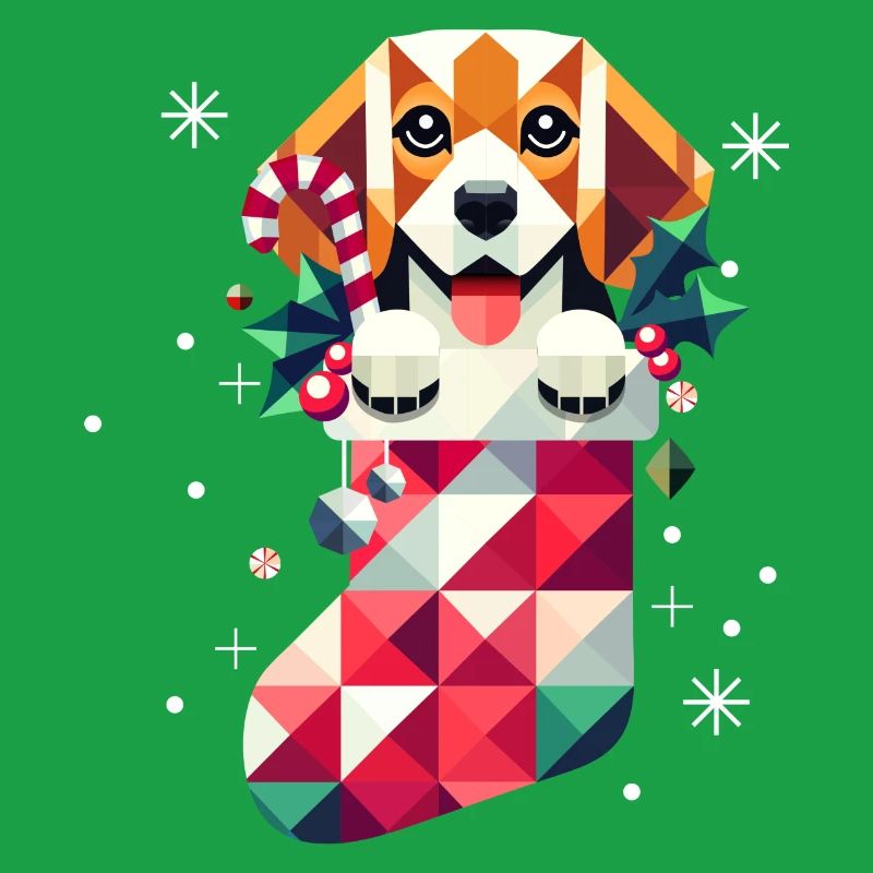 Beagle dans un bas de Noël coloré