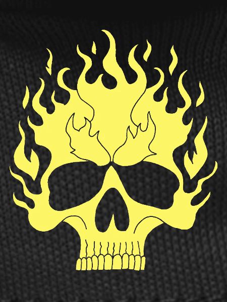 Yellow Flaming Skull