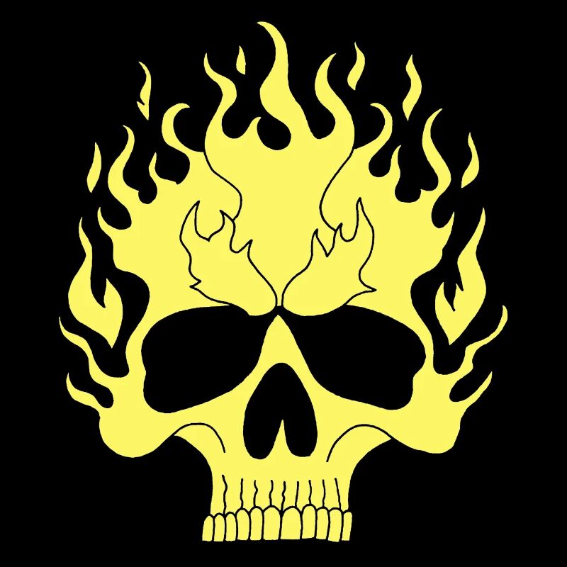 Yellow Flaming Skull