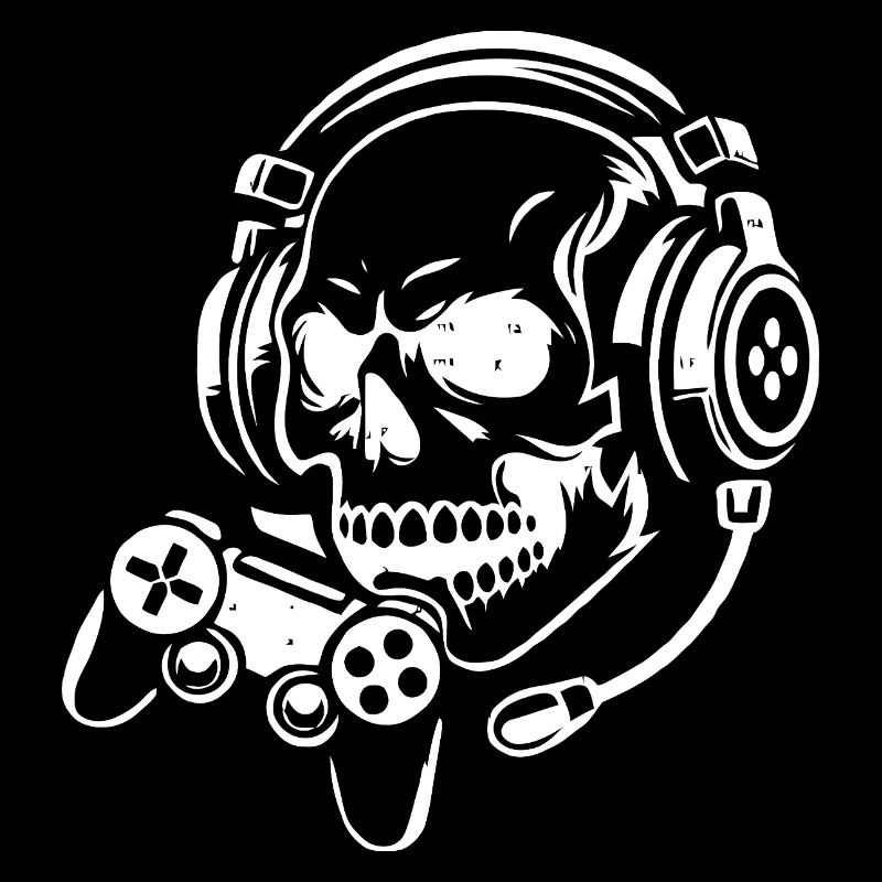 Totenkopf mit Gaming-Headset-Design