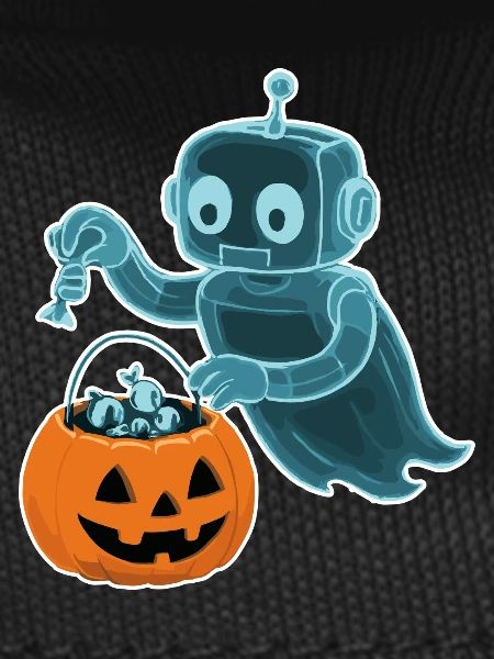 Spooky Minibot with Pumpkin Basket