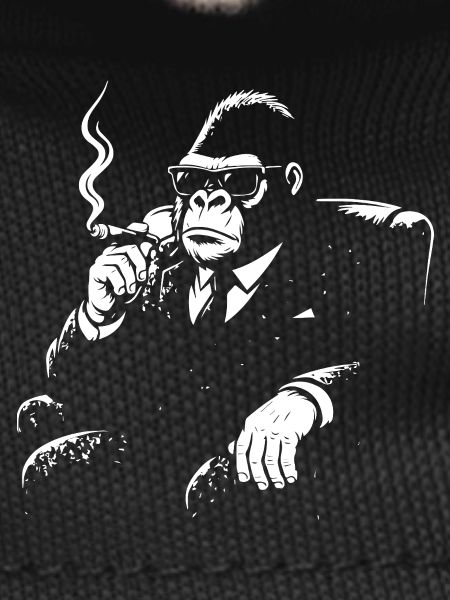 Noir Monkey in Suit Smoking