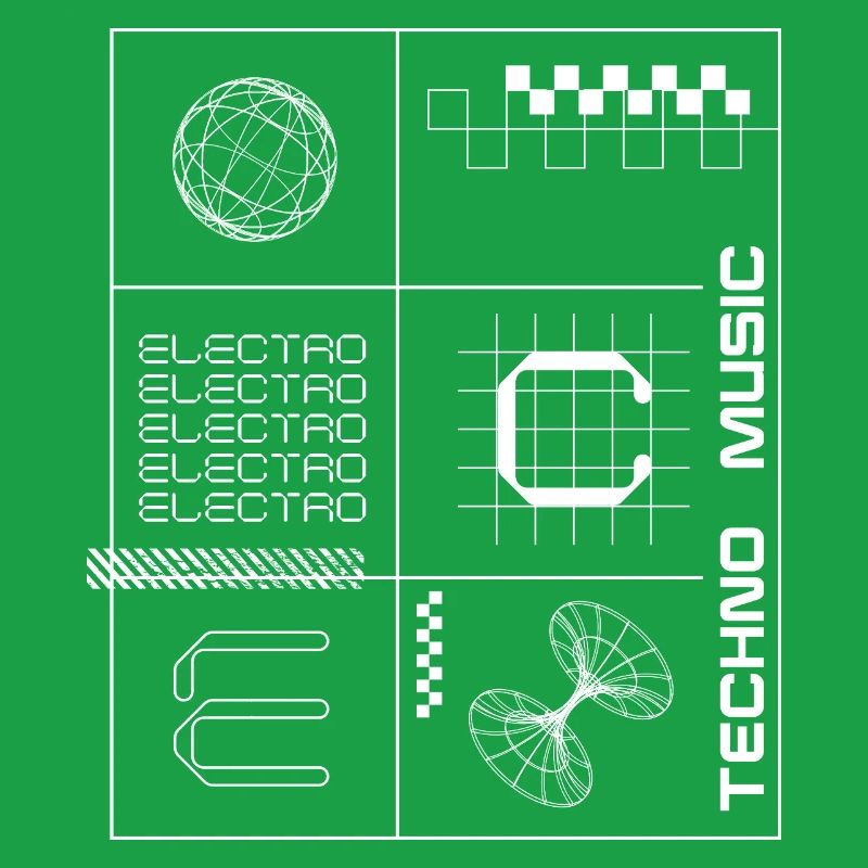 Affiche géométrique Elecotro Tech Grid Retro