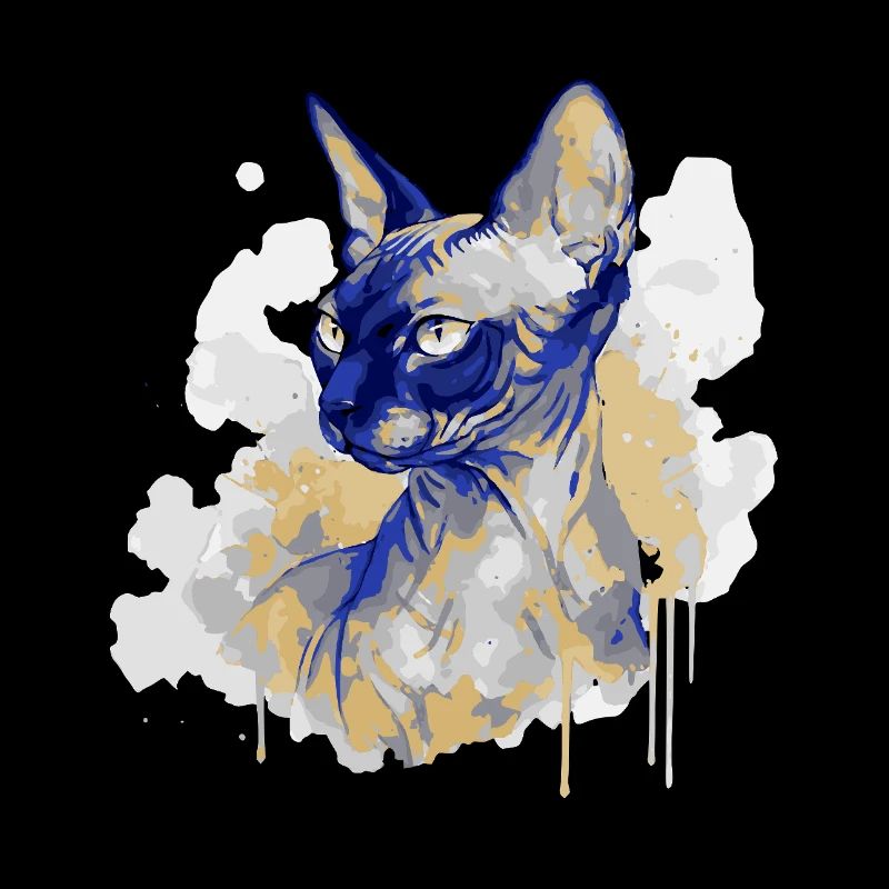 Aquarelle d’art du chat Sphynx