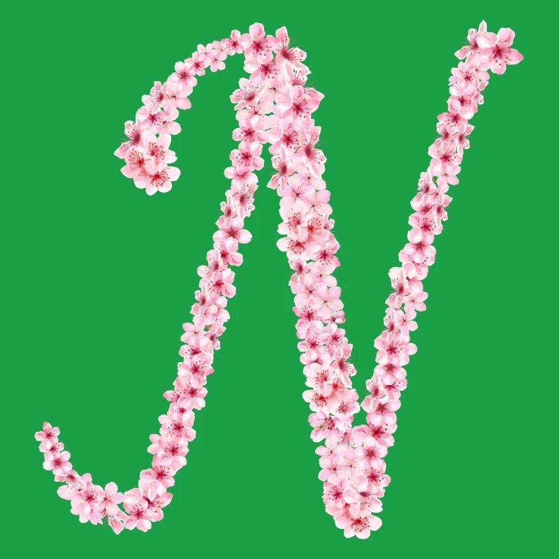 Initiale N de la fleur de cerisier