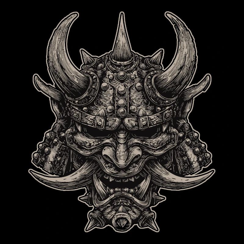 Dämonischer Samurai Helm Oni Maske