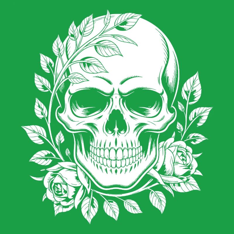 Crâne avec couronne de fleurs