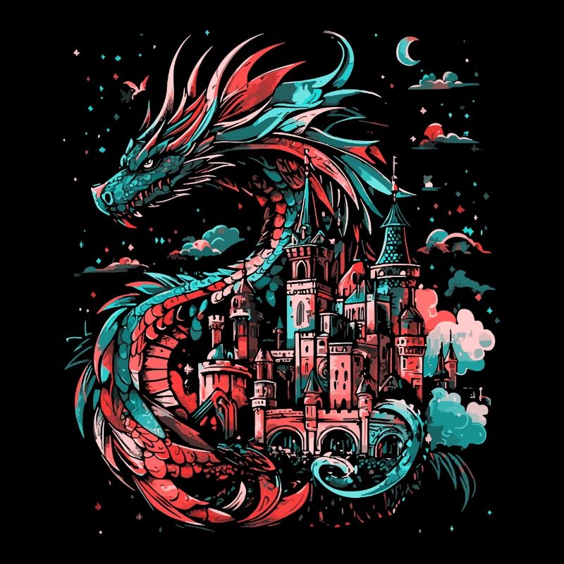 Dragon Castle Fantasy Magic Mythology Creature