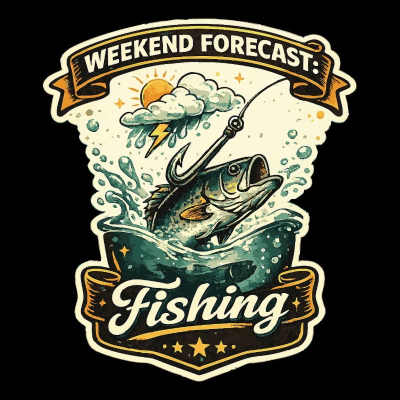Motif rétro de la prévision du week-end pour la pêche