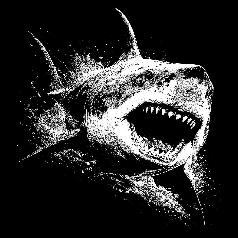 Black and White Shark Silhouette