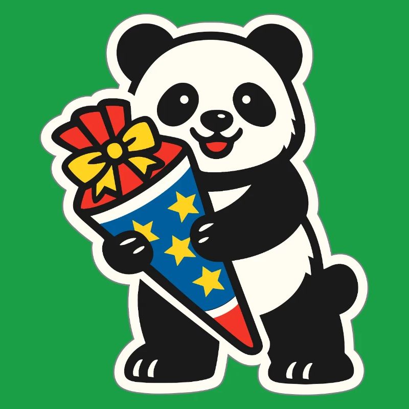 Panda Bär Ich bin 1. Klasse Einschulung Geschenk