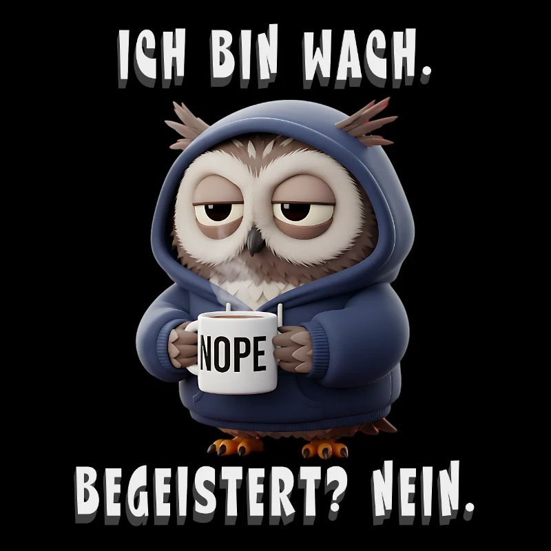 Schlafmüde Eule Hoodie NOPE Humor