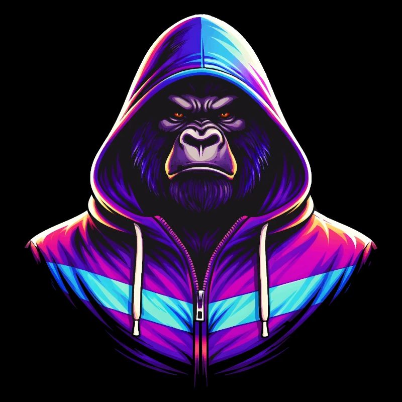 Neon Gorilla 80s Retro Style