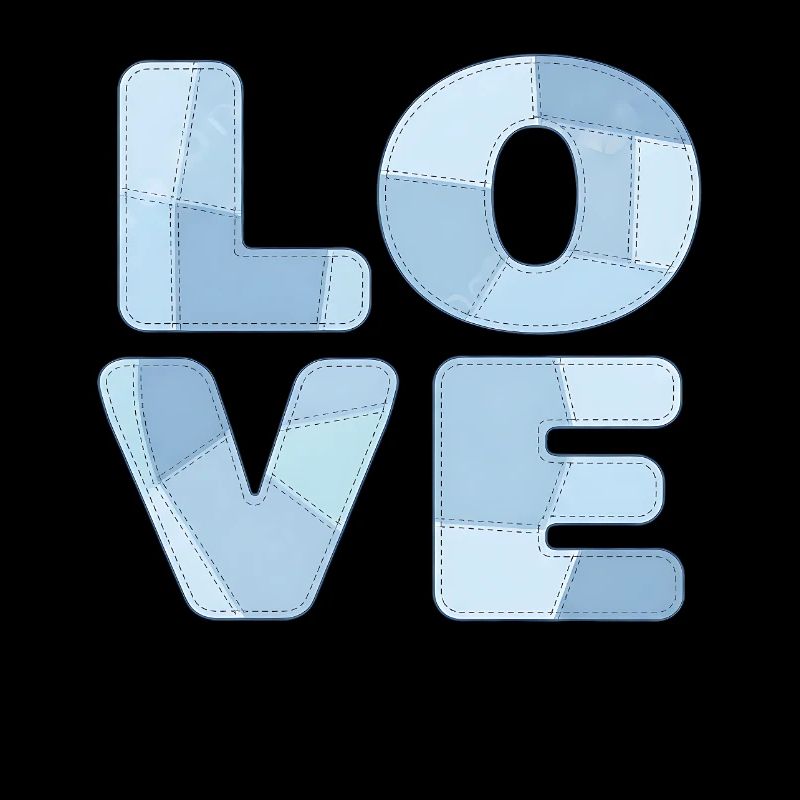 Patchwork Blue Love Motif for Kids & Babies