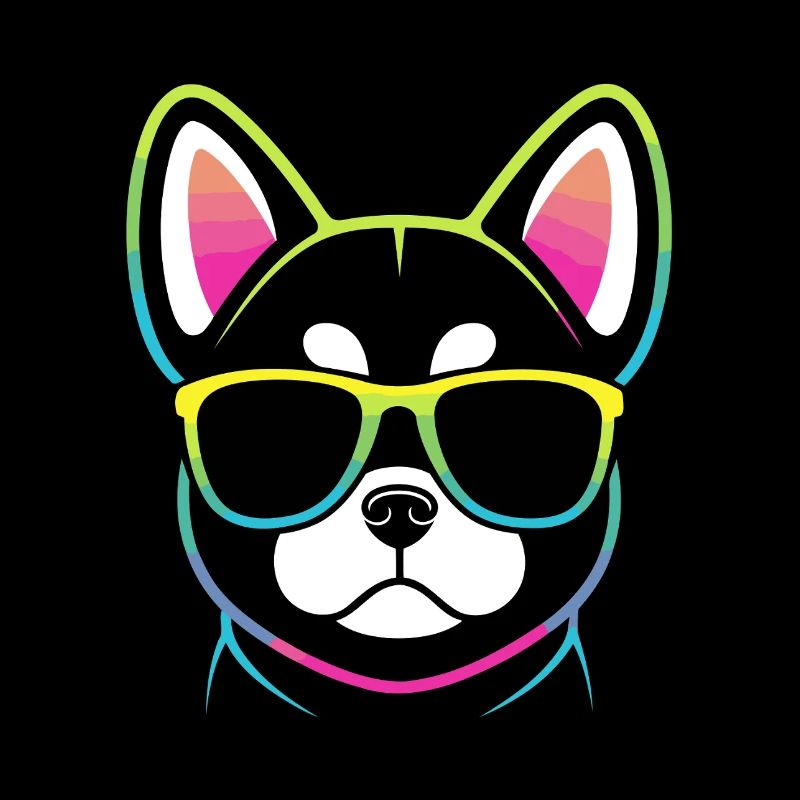 Chien arc-en-ciel avec lunettes