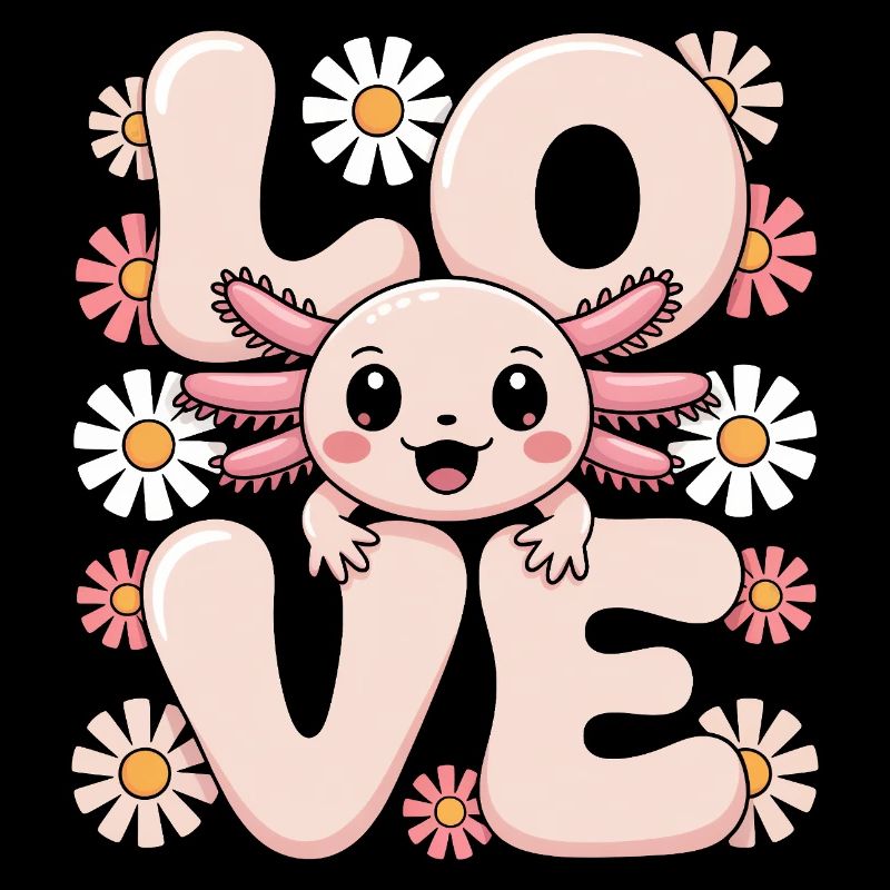 Liebe Daisy Bloom Kawaii Axolotl