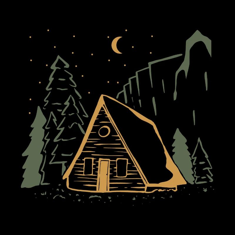 Moonlit Rustic Cabin Night